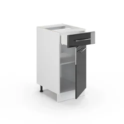 Midischrank Fame-Line Anthrazit Hochglanz 40 x 82 cm ohne Arbeitsplatte Vicco