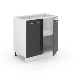 Midischrank Fame-Line Anthrazit Hochglanz 80 x 82 cm mit Regal, ohne Arbeitsplatte Vicco