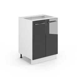 Midischrank Fame-Line Anthrazit Hochglanz 60 x 82 cm ohne Arbeitsplatte Vicco