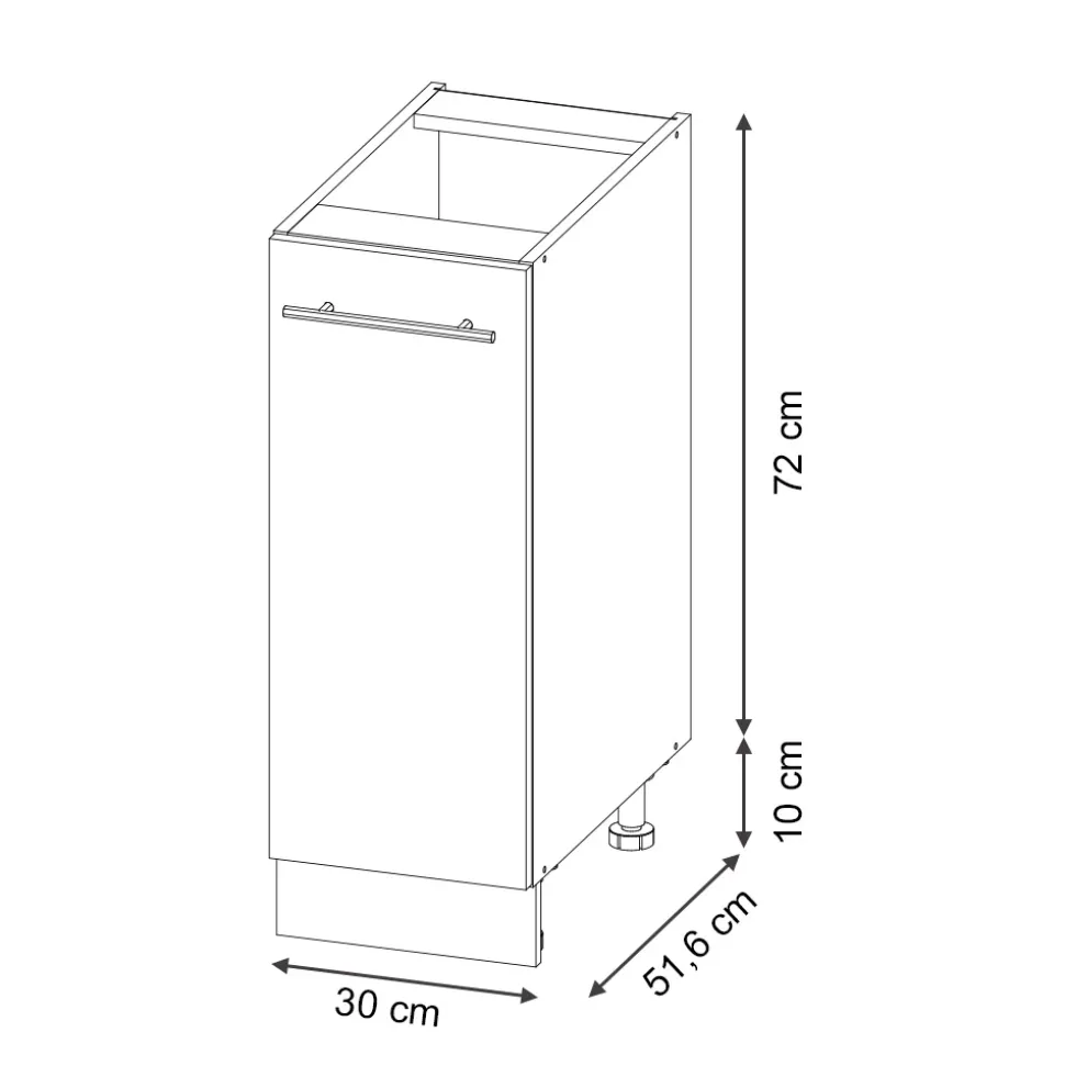 Midischrank Fame-Line Weiß Landhaus 30 x 82 cm ohne Arbeitsplatte Vicco