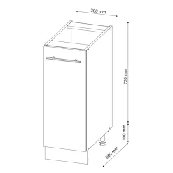 Midischrank Fame-Line Weiß Hochglanz 30 x 82 cm ohne Arbeitsplatte Vicco