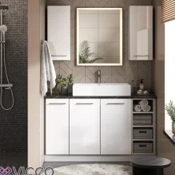 Midischrank Fame-Line Weiß Hochglanz 40 x 82 cm ohne Arbeitsplatte Vicco