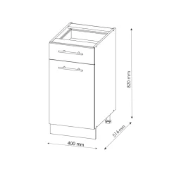Midischrank Fame-Line Weiß Hochglanz 40 x 82 cm ohne Arbeitsplatte Vicco