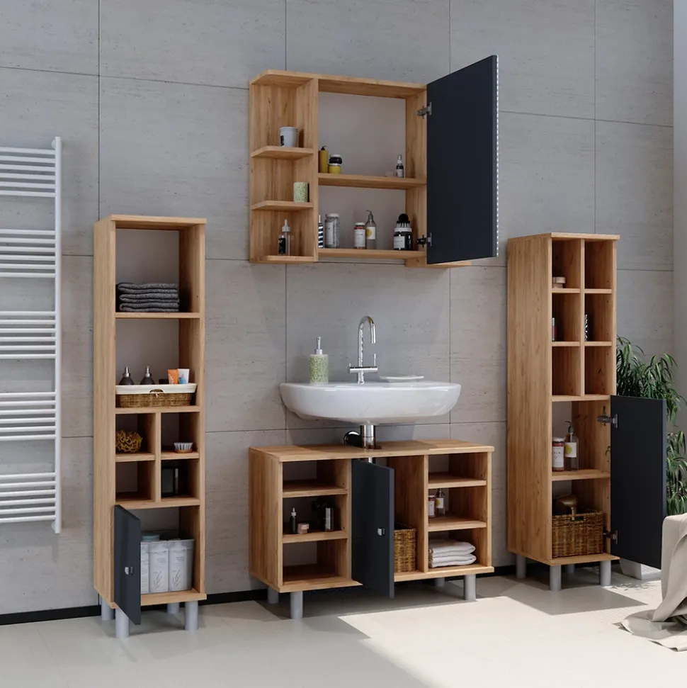 Midischrank Fynn Anthrazit 30 x 130.6 cm große Tür Vicco