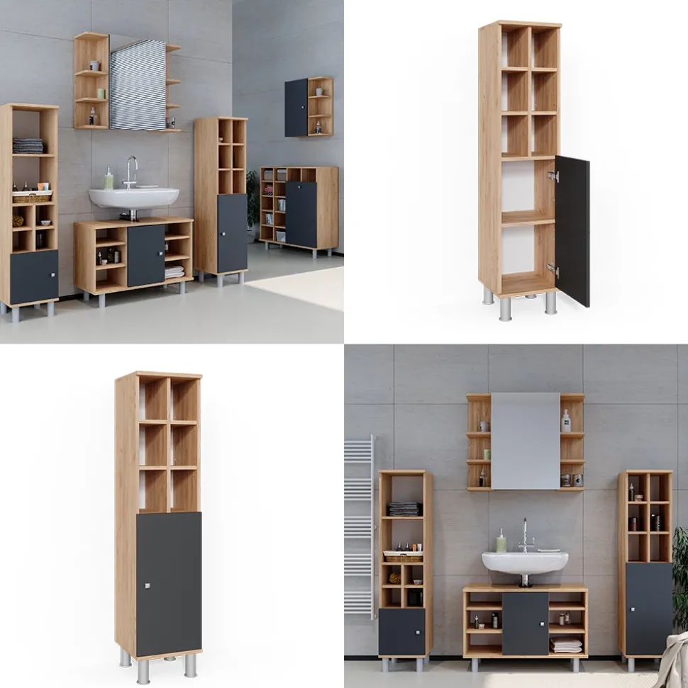 Midischrank Fynn Anthrazit 30 x 130.6 cm große Tür Vicco