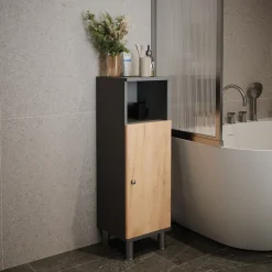 Midischrank Fynn Anthrazit/Goldkraft Eiche 30 x 95 cm Vicco