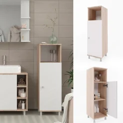 Midischrank Fynn Sonoma/Weiß 30 x 95 cm Vicco