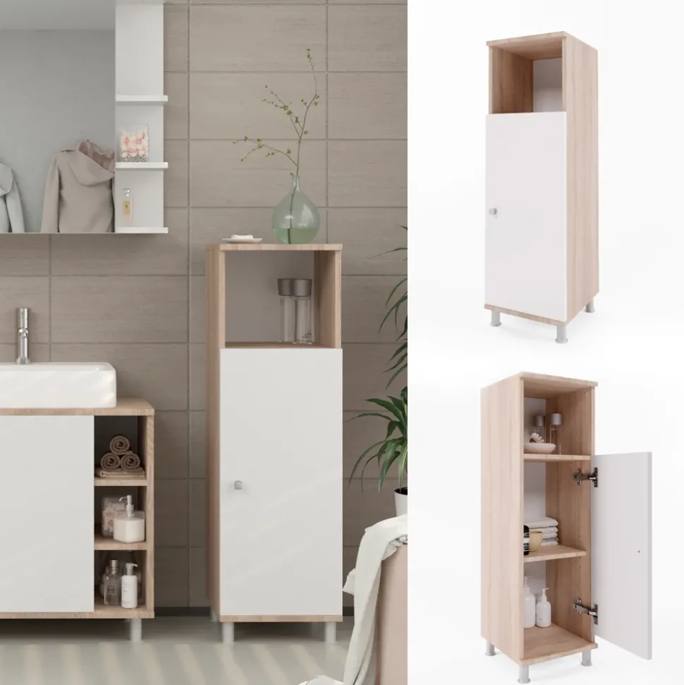 Midischrank Fynn Sonoma/Weiß 30 x 95 cm Vicco