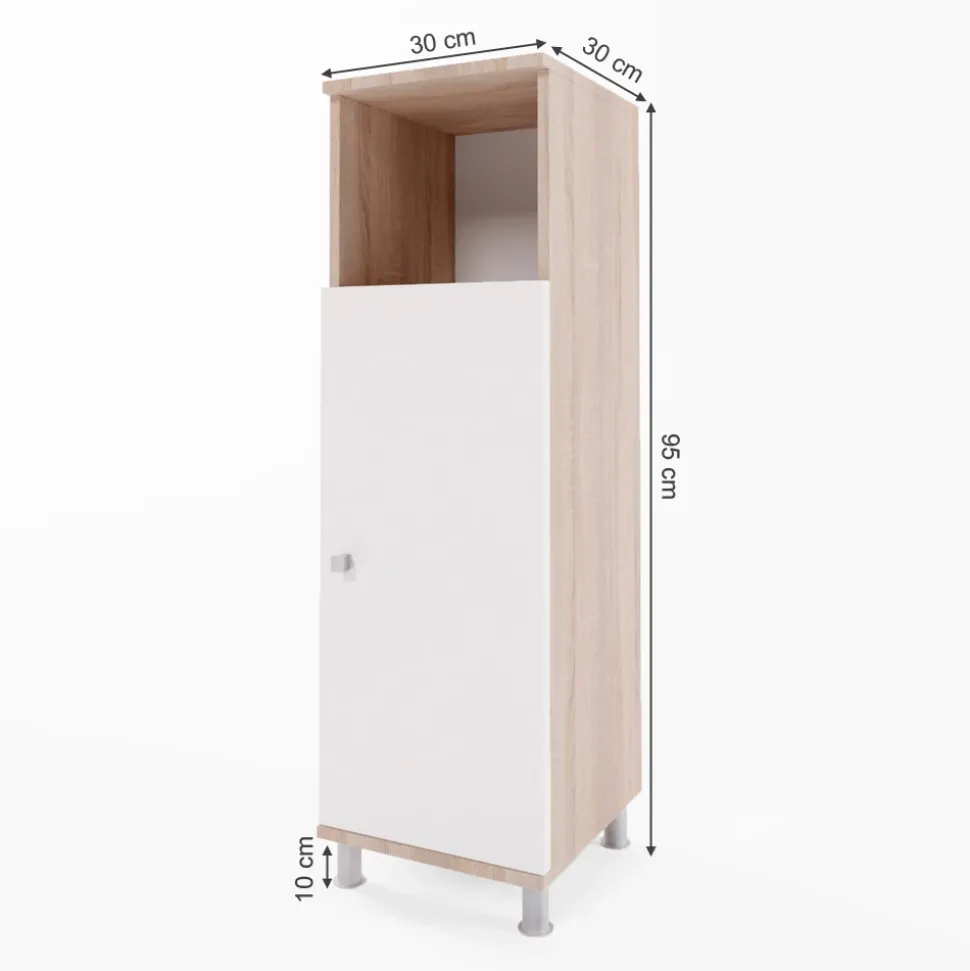 Midischrank Fynn Sonoma/Weiß 30 x 95 cm Vicco