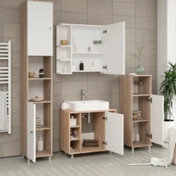 Midischrank Fynn Sonoma/Weiß 30 x 95 cm Vicco