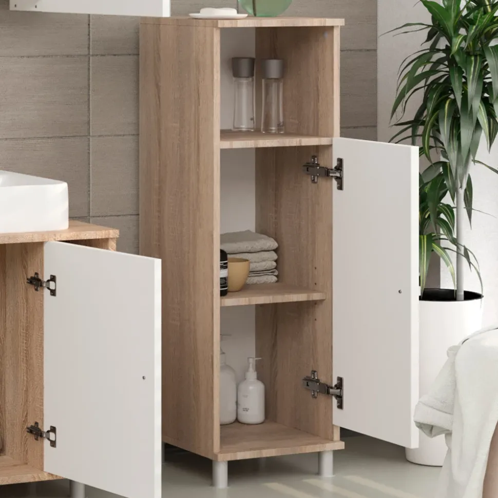 Midischrank Fynn Sonoma/Weiß 30 x 95 cm Vicco