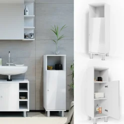 Midischrank Fynn Weiß Hochglanz 30 x 95 cm Vicco