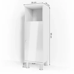 Midischrank Fynn Weiß Hochglanz 30 x 95 cm Vicco