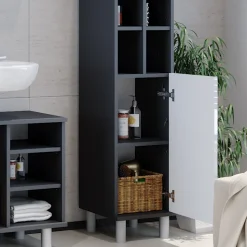 Midischrank Fynn Weiß Hochglanz 30 x 130.6 cm große Tür Vicco