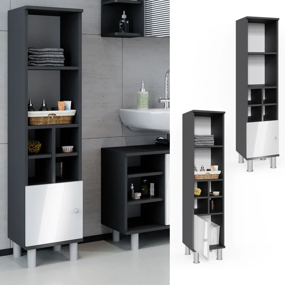 Midischrank Fynn Weiß Hochglanz 30 x 130.6 cm kleine Tür Vicco