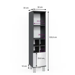 Midischrank Fynn Weiß Hochglanz 30 x 130.6 cm kleine Tür Vicco