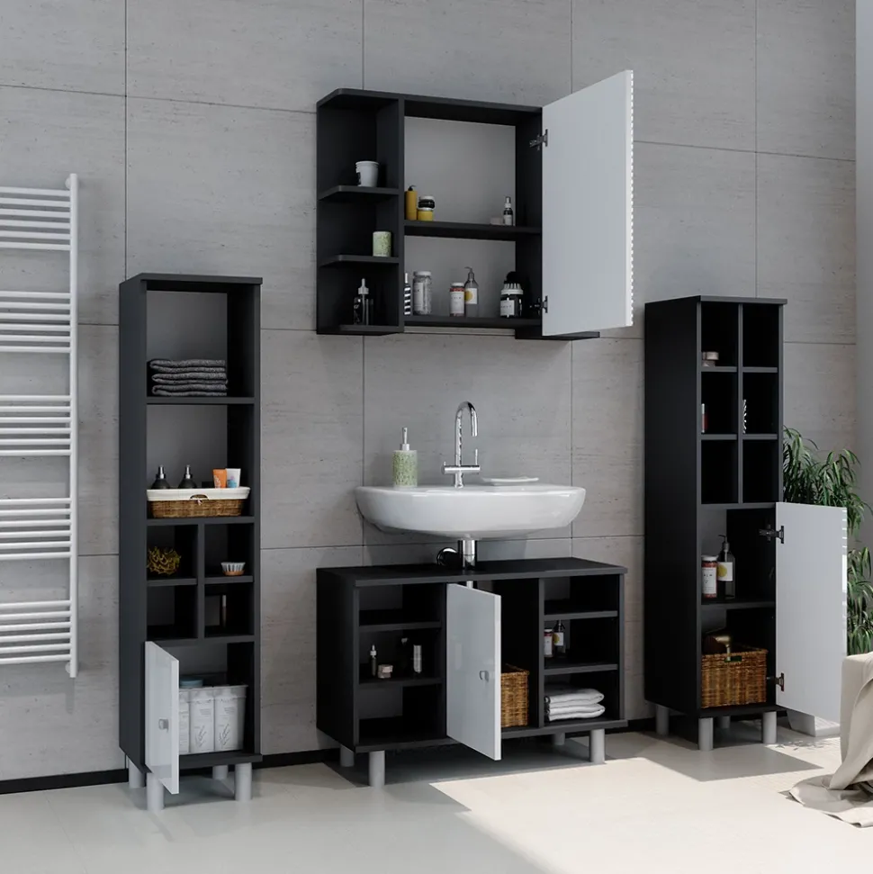 Midischrank Fynn Weiß Hochglanz 30 x 130.6 cm kleine Tür Vicco