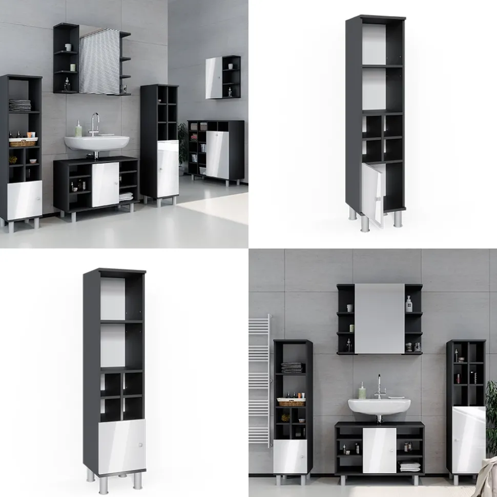 Midischrank Fynn Weiß Hochglanz 30 x 130.6 cm kleine Tür Vicco