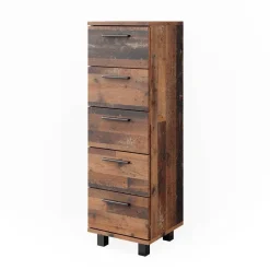 Midischrank Ilias Eiche rustikal 30 x 95 cm mit 5 Schubladen Vicco