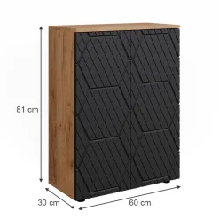 Midischrank Irma Anthrazit mit Wabenstruktur 60 x 81 cm Vicco