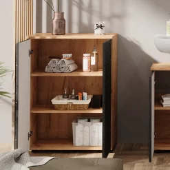 Midischrank Irma Anthrazit mit Wabenstruktur 60 x 81 cm Vicco