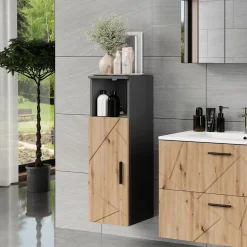 Midischrank Irma Anthrazit/Artisan 30 x 93 cm mit 1 Tür Vicco