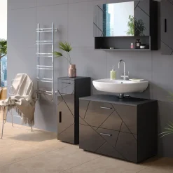 Midischrank Irma Anthrazit Hochglanz 30 x 81 cm Vicco