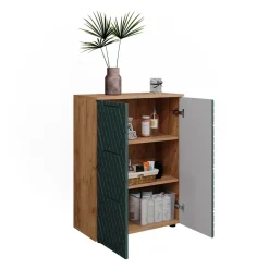 Midischrank Irma Goldkraft Eiche/Grün 60 x 81 cm Vicco