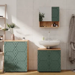 Midischrank Irma Goldkraft Eiche/Grün 60 x 81 cm Vicco