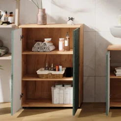 Midischrank Irma Goldkraft Eiche/Grün 60 x 81 cm Vicco