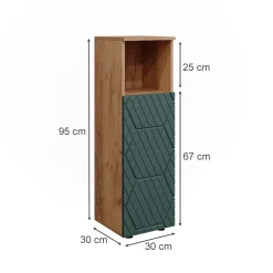 Midischrank Irma Grün/Goldkraft Eiche 30 x 95 cm Vicco
