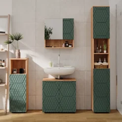 Midischrank Irma Grün/Goldkraft Eiche 30 x 95 cm Vicco