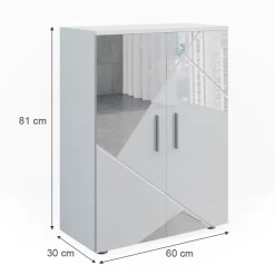 Midischrank Irma Weiß Hochglanz mit Einsätzen 60 x 81 cm Vicco