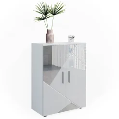 Midischrank Irma Weiß Hochglanz mit Einsätzen 60 x 81 cm Vicco