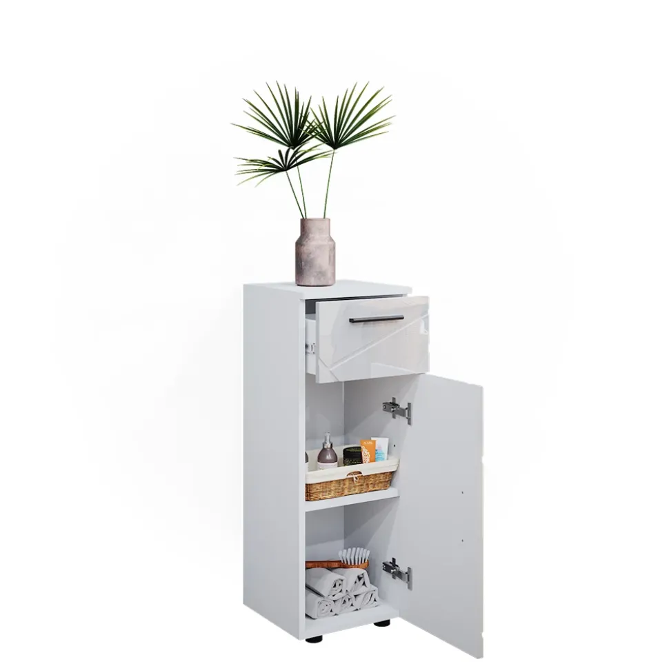 Midischrank Irma Weiß Hochglanz 30 x 81 cm Vicco