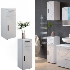 Midischrank Irma Weiß Hochglanz 30 x 81 cm Vicco