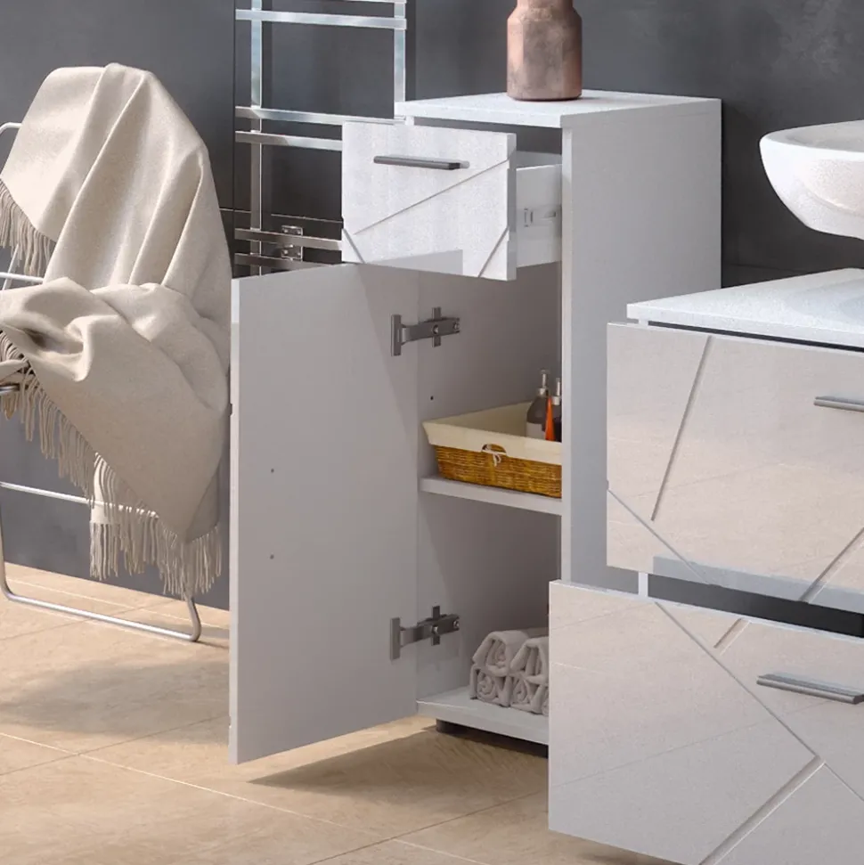 Midischrank Irma Weiß Hochglanz 30 x 81 cm Vicco