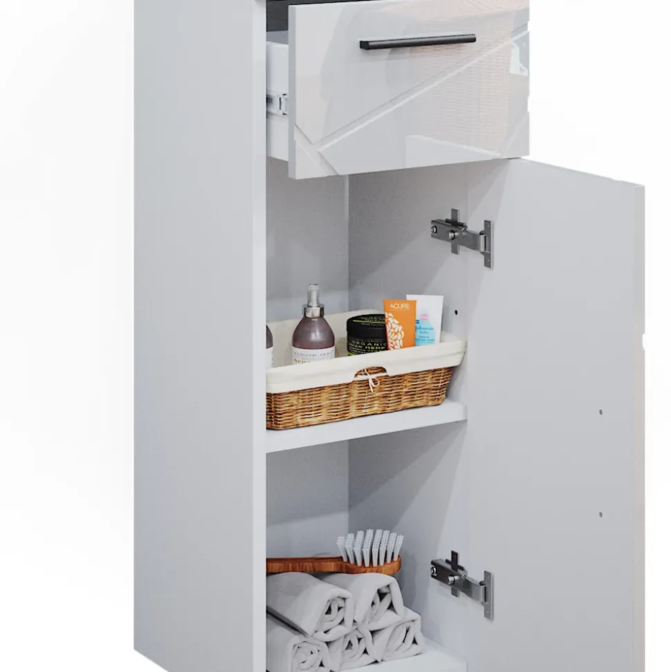 Midischrank Irma Weiß Hochglanz 30 x 81 cm Vicco