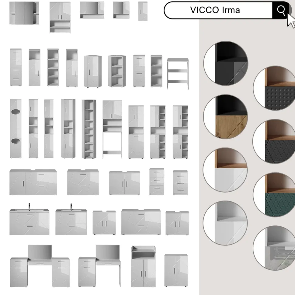 Midischrank Irma Weiß Hochglanz 30 x 81 cm Vicco