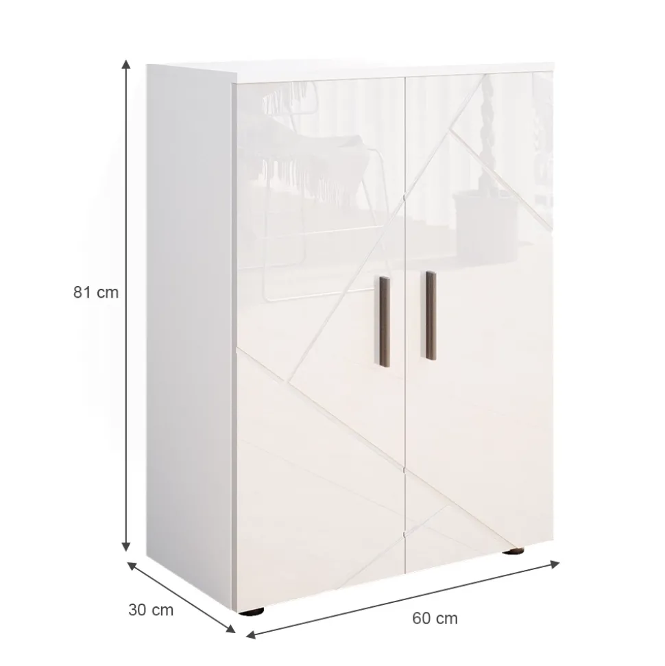 Midischrank Irma Weiß Hochglanz 60 x 81 cm Vicco