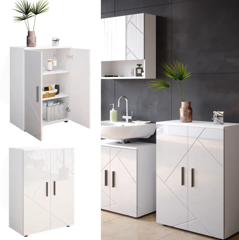 Midischrank Irma Weiß Hochglanz 60 x 81 cm Vicco