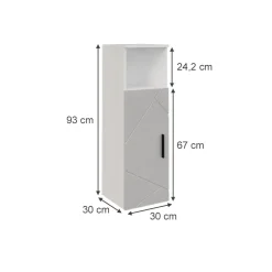 Midischrank Irma Weiß/Weiß Hochglanz 30 x 93 cm mit Tür Vicco
