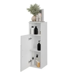 Midischrank Irma Weiß/Weiß Hochglanz 30 x 93 cm mit Tür Vicco