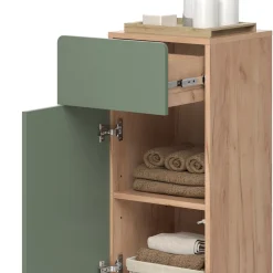 Midischrank Izan Grün/Goldkraft Eiche 36.6 x 76.6 cm mit Schublade und Tür Vicco