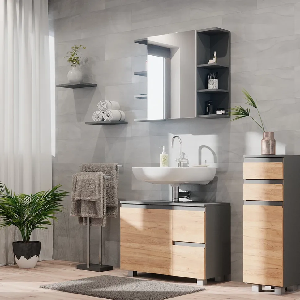 Midischrank J-Shape Goldkraft Eiche 30 x 95 cm Vicco