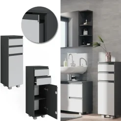 Midischrank J-Shape Weiß 30 x 95 cm Vicco