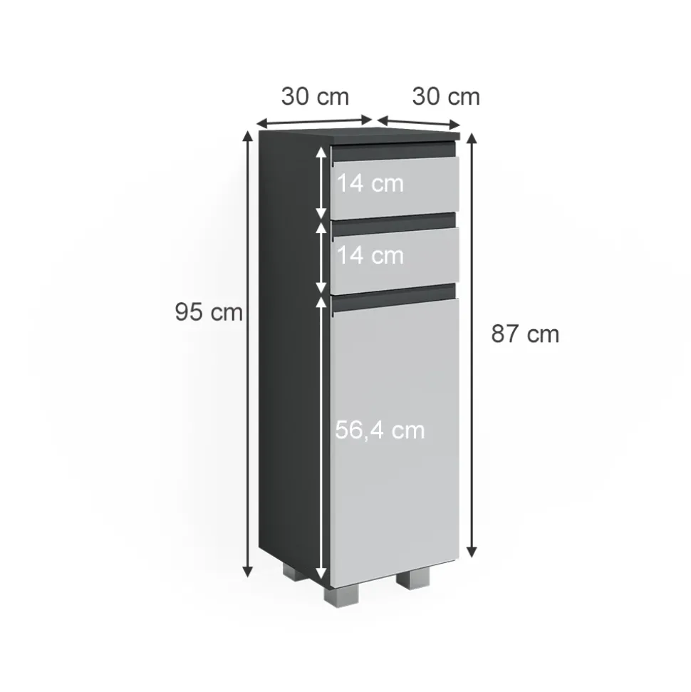 Midischrank J-Shape Weiß 30 x 95 cm Vicco