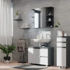 Midischrank J-Shape Weiß 30 x 95 cm Vicco