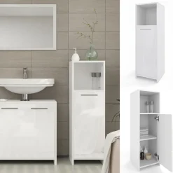 Midischrank Kiko Weiß Hochglanz/Weiß 30 x 95 cm Vicco