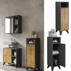 Midischrank Leano Anthrazit/Bergeiche 30 x 97 cm mit Tür Vicco